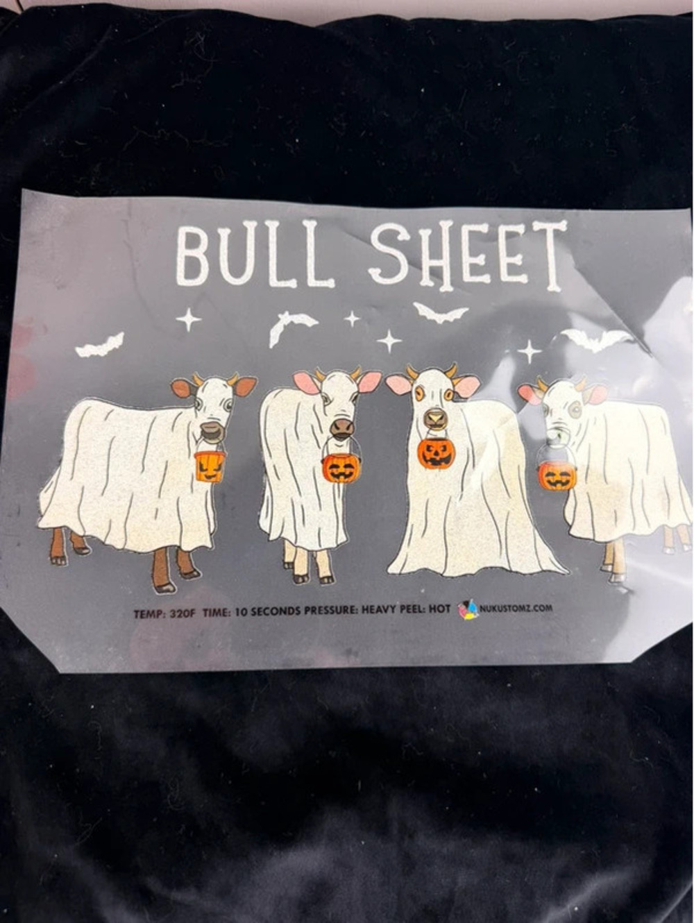 Halloween Heat Transfer Bull Sheet Cow Glitter Heat Transfer Ready to Press